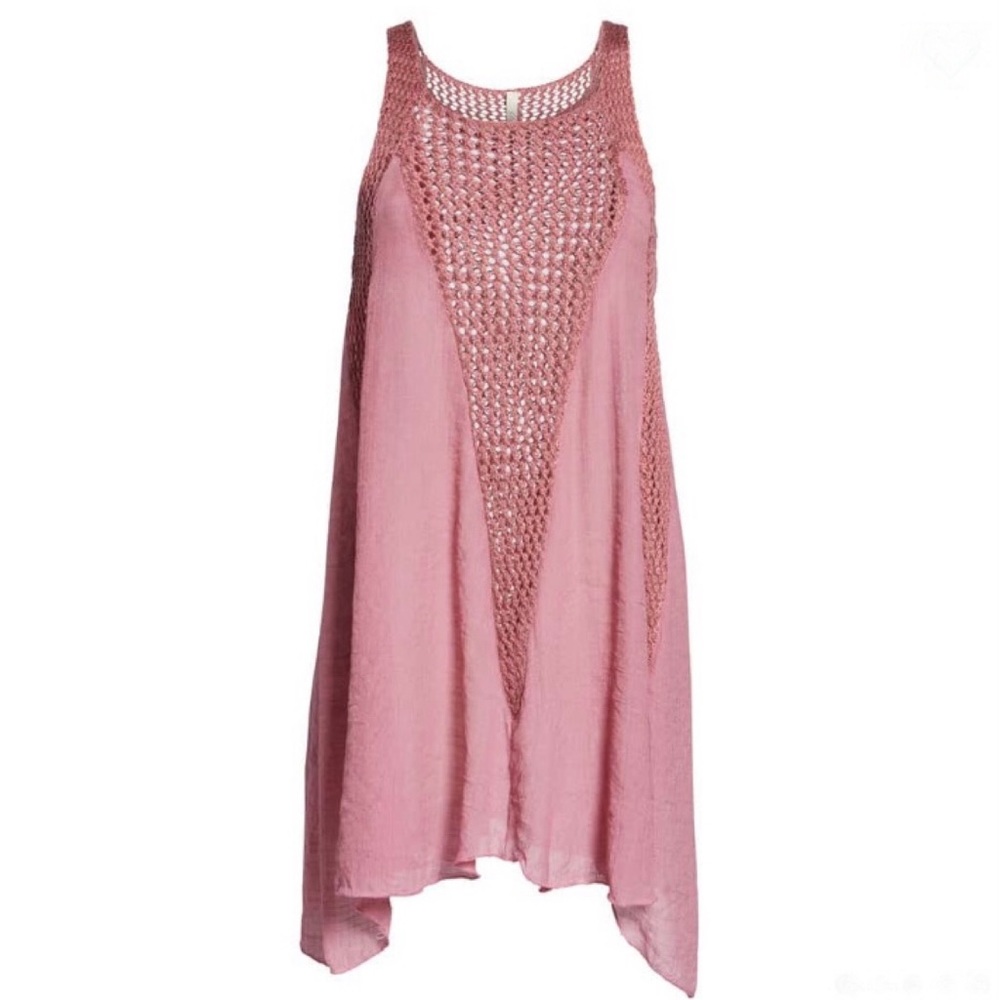 NWOT ELAN Crochet Inset Cover-Up Dress in Mauve Sz Small